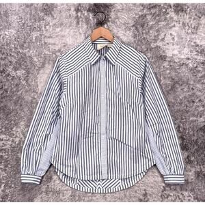 Maeve Top Small Womens Anthropologie Cotton Striped Button Shirt Open Back